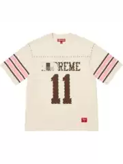 Ss26Sup Studded S/S Football Top Short-Sleeved Football Jersey with Rivets, Rhinestones, and Letter Appliques