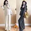 [Customized] Korean Style Autumn and Winter New Velvet Hooded Half-Zip T-Shirt for Pregnant Women, Loose Belly-Covering Slimming Look Sweatshirt