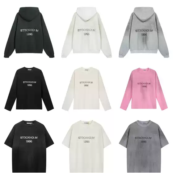 American Style Trendy Brand 1996 Antique Letter Print AC Hoodie Sweater Loose Men's and Women's High Street Antique Couple's Hoodie