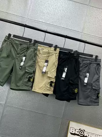 Cross-Border Supply STONE Embroidered Compass Label Cargo Shorts Multi-Pocket Unisex Summer Athletic 5-Inch Shorts