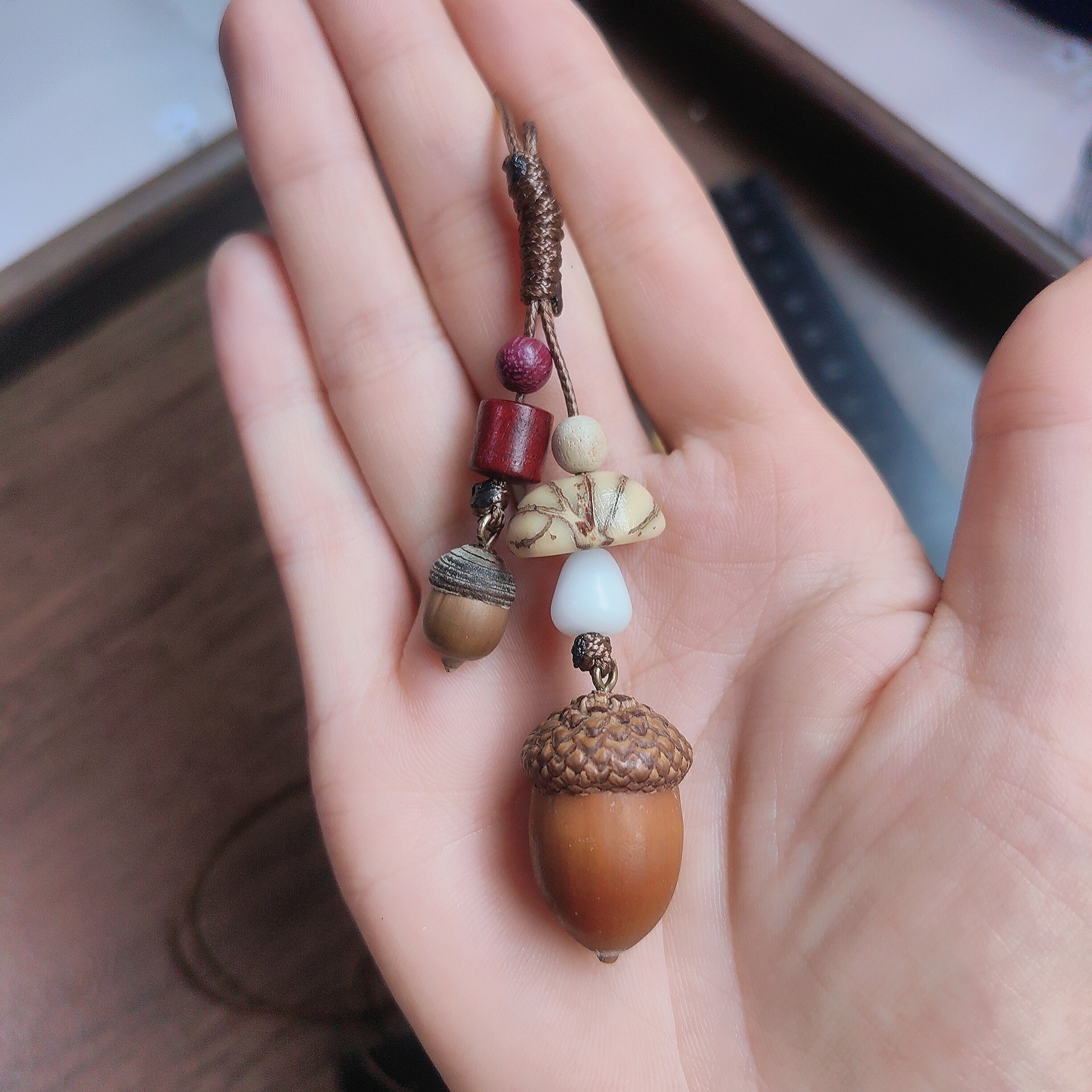 Original Plant Fruit Necklace, Acorn Shell, Childlike Retro Long Ethnic Style Artistic Chinese Medicine Layered Sweater Chain