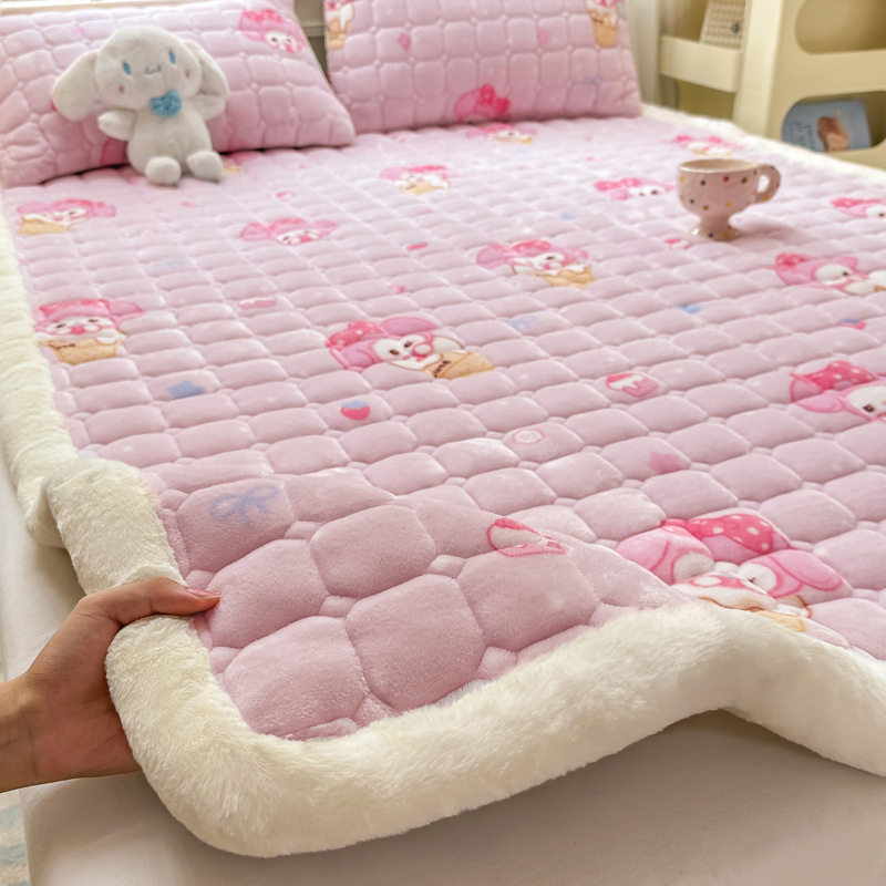 Milk Velvet Mattress, Winter Fleece-Lined Mattress, Household Velvet Blanket, Soft Cushion Mattress, Quilt, Dormitory Student Single Mat