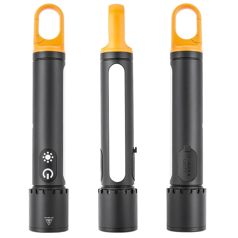 Multifunctional White Laser Flashlight Outdoor Work Type-C Charging Aluminum Alloy Telescopic Zoom with Side Light Flashlight