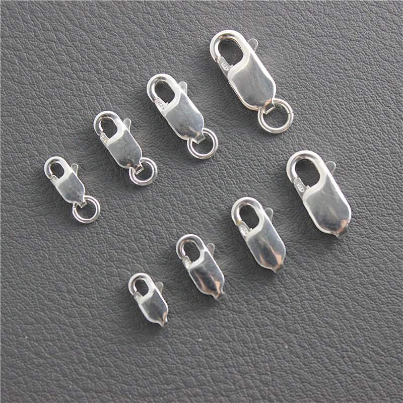 S925 sterling silver square buckle spring buckle necklace bracelet long buckle accessories lobster handmade DIY jewelry connection buckle