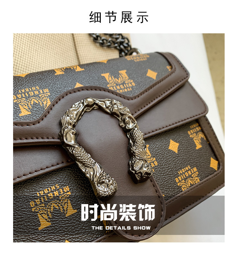 French Niche Bags for Women New Trendy Autumn and Winter Chain Shoulder Crossbody Bag Printed Small Square Bag Retro Style 19 undefined