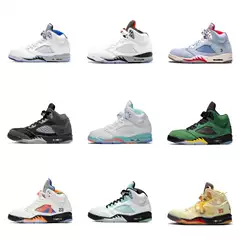 Aj5 Company-Level High-Top Rukawa Kaede Black and White Cicada Wing Jordan 5 Fresh Prince Guo Ailun Knicks Graffiti Basketball