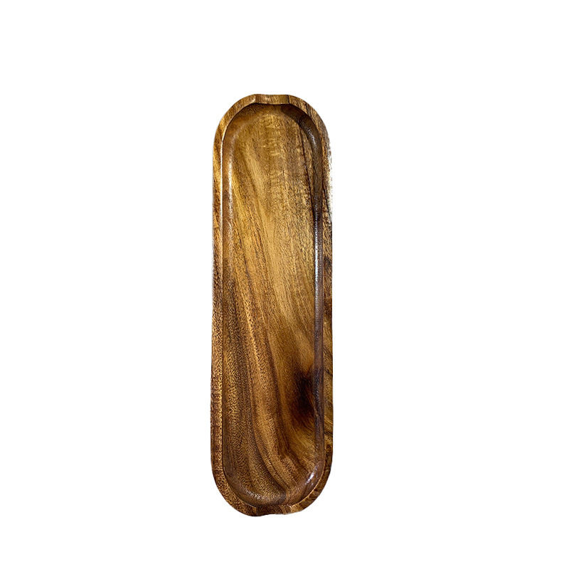 Teak rectangular wooden plate small leaf Acacia fruit plate snack plate wooden tray sushi plate spoon holder