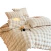 Class a Winter Thickeneded Rex Rabbit Plush Four-Piece Set Coral Velvet Milk Velvet Fitted Bed Sheets Bed Sheets Rabbit Fur Quilt Cover Three-Piece Set