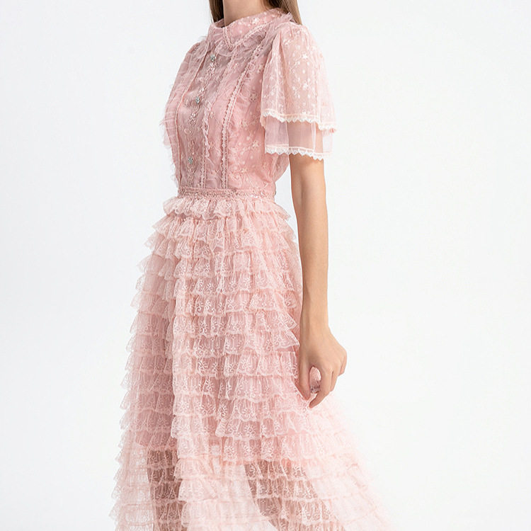 Floral Sequin Embellished Maxi Dress Ruffled Hem Bell Sleeves Elegant Design Summer Fashion for Women Wholesale