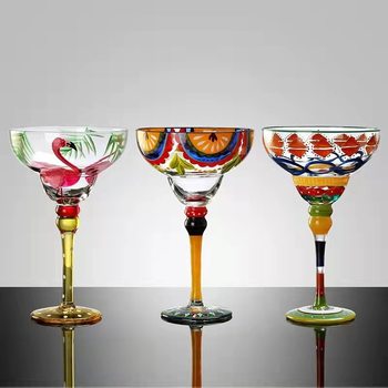 Painted Margarita Wine Glass Crystal Glass Hand-painted Cocktail Mug Alicia Home Goblet