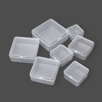 Square Transparent PP Plastic Box with Lid Goo Card Hardware Stationery Jewelry Desktop Storage Small Object Packaging Display Box