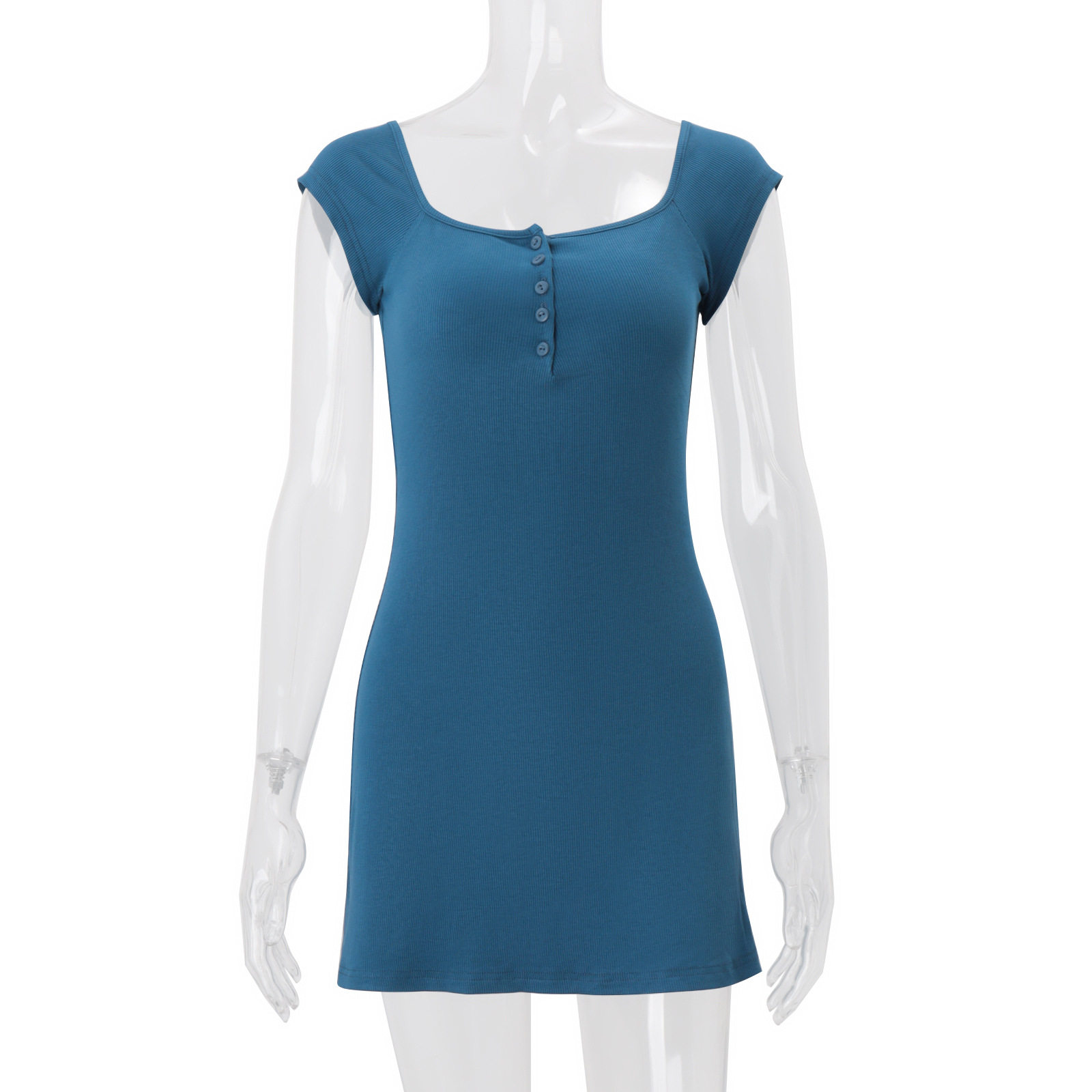 Summer Womens Knit Dress Sexy Square Neck Slim Fit Korean Style Perfect for Parties or Casual Outings OEM Available
