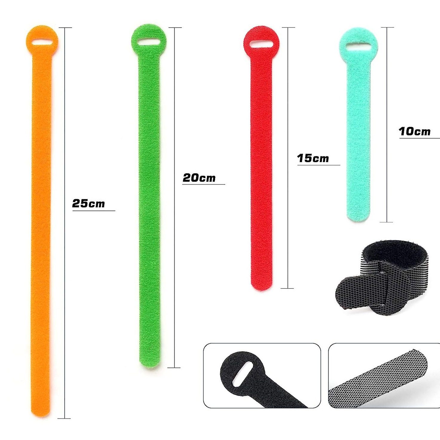 Data Cable Tie Round Head Color Back-to-back Self-adhesive Tie with Printable LOGO Storage Nylon Velcro Tie
