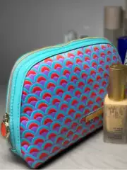 Designer Perfume Gift Premium Storage Pouch, Bottega Veneta Style Red Exquisite Embroidered Clutch Bag, Jacquard Makeup Pouch