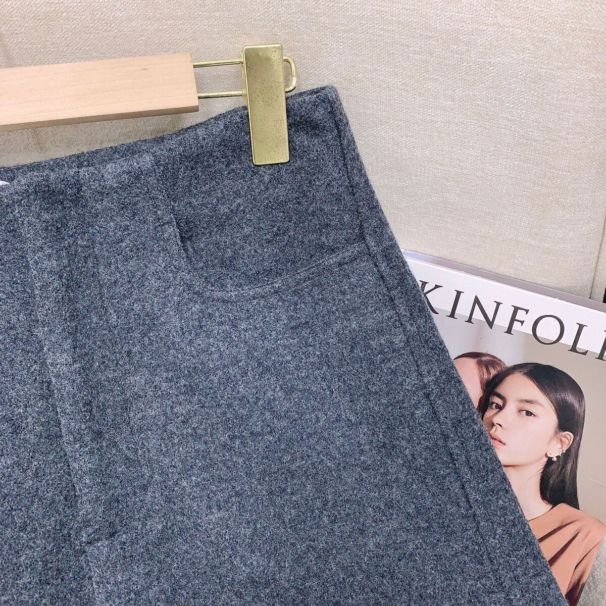 Quần ống rộng nữ lông cừu xoăn giữ ấm dáng suông — Màu đen, Màu hồng nhạt, Màu nâu đỏ, Màu trắng