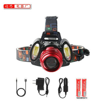 Outdoor T6 headlight LED strong light COB headlight aluminum alloy flashlight focusing head Fishing light factory wholesale