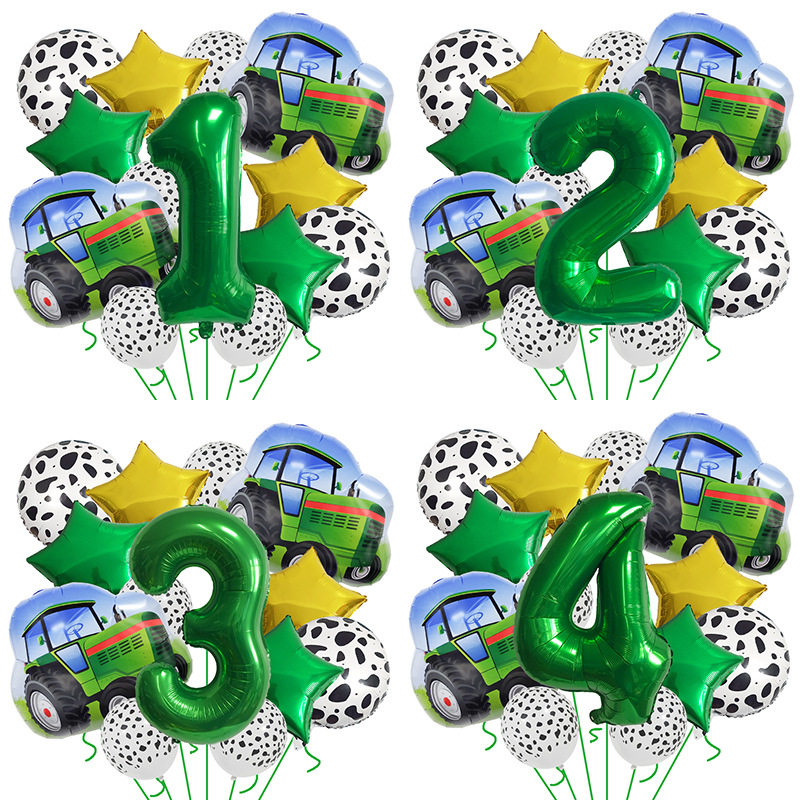 New farm theme farm car balloon set 32 inch digital cow pattern birthday balloon photo props