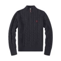 Half height zipper black sweater (Little Red Horse)