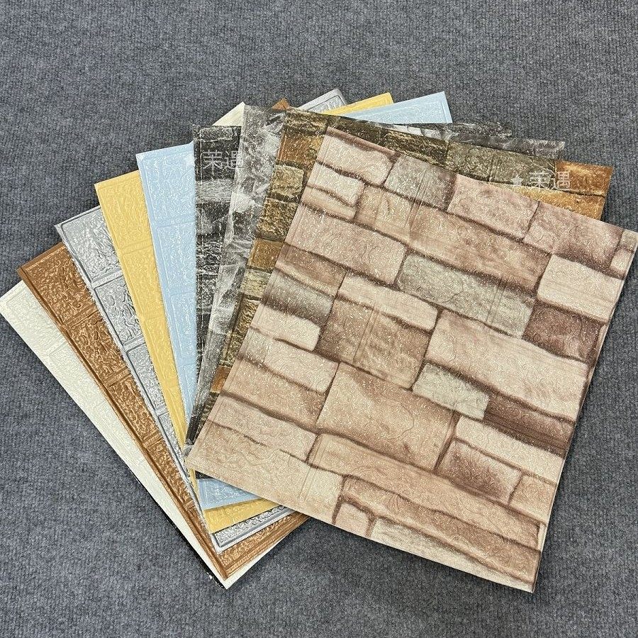 跨境3D立体墙贴砖纹贴自粘墙纸XPE泡棉35*38.5小尺寸装饰自贴墙饰