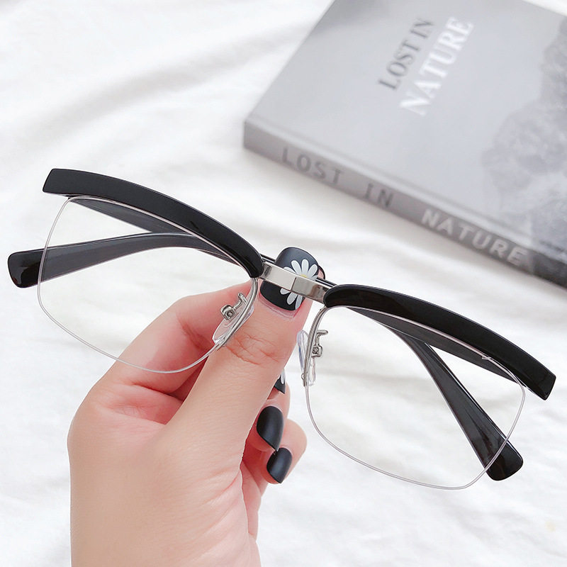 Tom Hardy same glasses anti-radiation anti-blue light half frame big face with black road legend glasses frame myopia lens