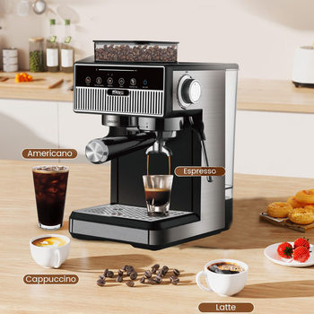Cross-Border European Coffee Machine with Grinder, Fully Automatic All-In-One Machine, Espresso Machine, Milk Foaming, Hot and Cold Extraction