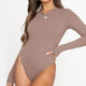 2023 cross-border European and American Foreign trade spring new women's tight sexy round neck long sleeve jumpsuit Bodysuit
