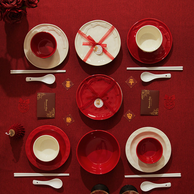 Wedding Gift Bow Tableware Gift Box Set High-End Practical Tableware Bowls and Chopsticks Dowry Birthday Housewarming Gift Box