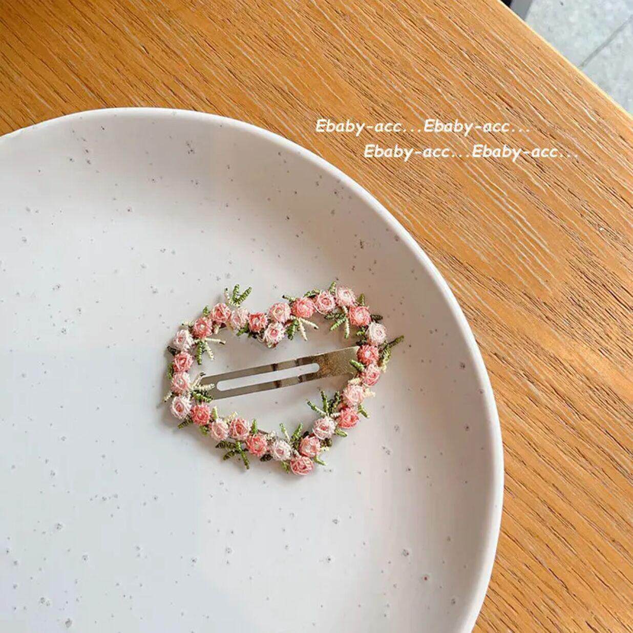 手工花朵发夹发BB夹高颜值儿童爱心五角星侧边碎发夹后脑可爱