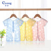 Baby Jumpsuit summer thin men's and women's short-sleeved closed crotch romper newborn clothes summer pajamas