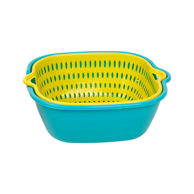 Factory Wholesale Double-Layer Drain Basket Household Plastic Fruit Washing Basket Kitchen Sink Drain Basket Living Room Fruit Plate