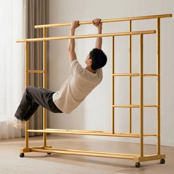 Extra Thick Double-Pole Side Net Dormitory Coat Rack Rental House Mobile Clothes Rack Floor-Standing Household Clothes Rack Outdoor Clothes Drying Rack