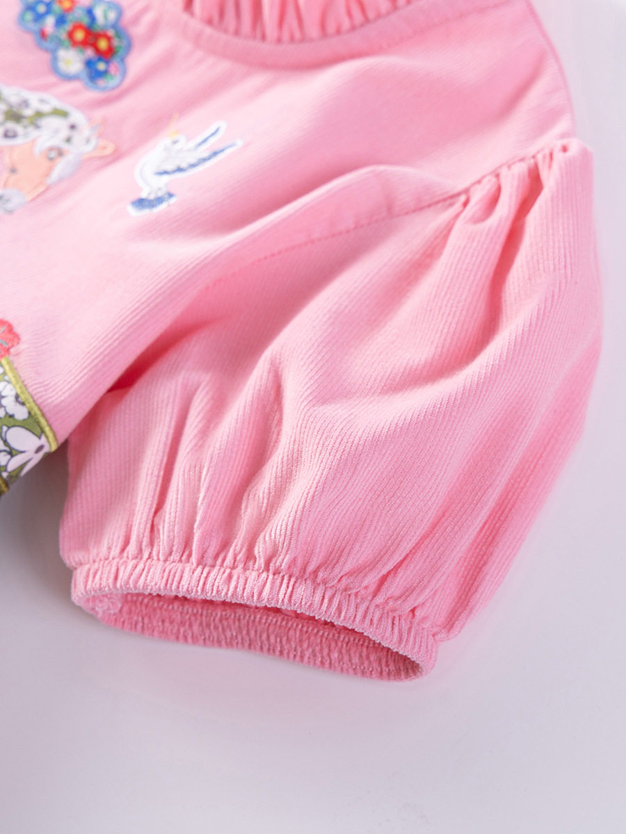 Girls' Dress Wholesale, Summer Short-sleeve Cotton Kids' Dress, Cartoon Kids' Skirt