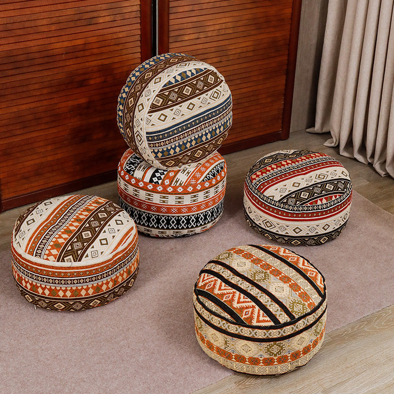 Bohemian Style Lazy Floor Cushion, Ethnic Jacquard Fabric Floor Cushion, Round Floor Cushion for Home Use
