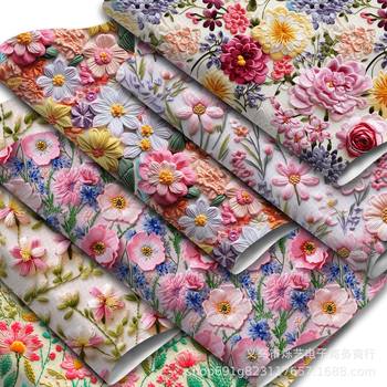 DIY Bag Pvc Cross-Grain Leather Imitation Embroidery Wear-Resistant Digital Printing Artificial Leather