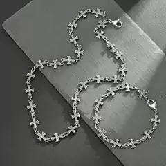 Cross Necklace for Men, Versatile and High-End Accessory, Hip-Hop Punk Bracelet for Women, European and American Cross-Border Popular Jewelry Wholesale