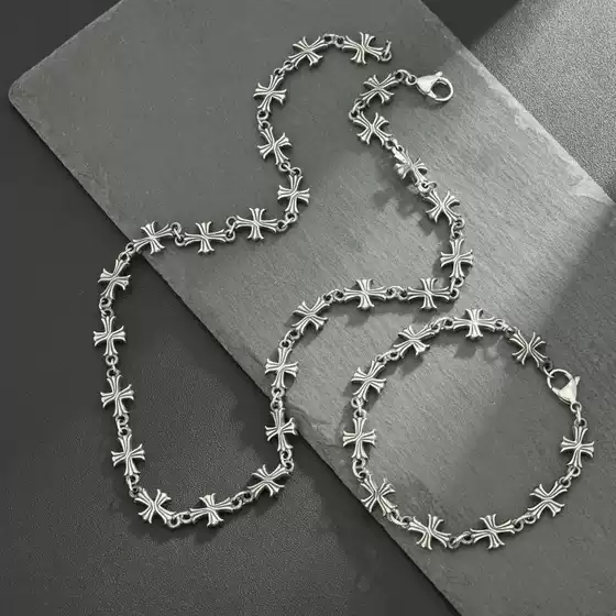 Cross Necklace for Men, Versatile and High-End Accessory, Hip-Hop Punk Bracelet for Women, European and American Cross-Border Popular Jewelry Wholesale