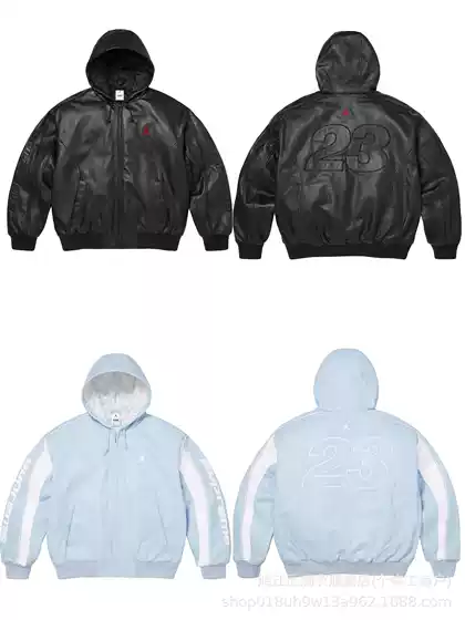 Cross-Border Exclusive Supply for Foreign Trade Sup X Jor Embroidered Flying Man 3D Drop-Shoulder Hooded Leather Jacket, Unisex Style