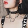 European and American Dark Gothic All-match Lock Peach Heart Love Chain Collar Puleather choker Fashion Neck Strap Clavicle Chain