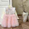 [in Stock] Girls' Chinese Style New Year Dress Winter Tang Suit Birthday Dress with Fleece Lining Puffy Skirt Princess Dress