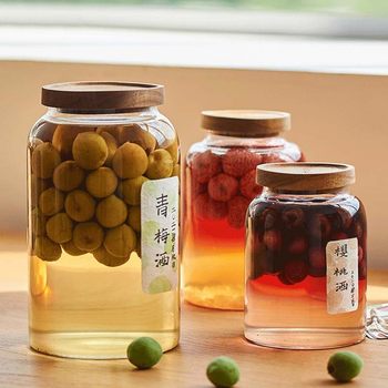 Large-Capacity Glass Sealed Jar Food-Grade Soaking Wine Bottle with Lid Lychee Green Plum Brewing Medicinal Materials Tangerine Peel Jar Wine Bottle