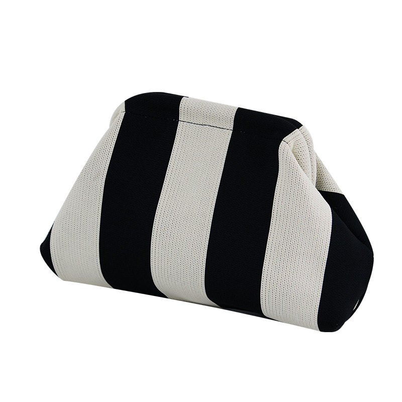 2026 Amazon Cross-Border New Knitted Handbag with Stripes and Cloud Design, Large Capacity, Versatile for Daily Use, Color-Blocking Fly-Knit Bag