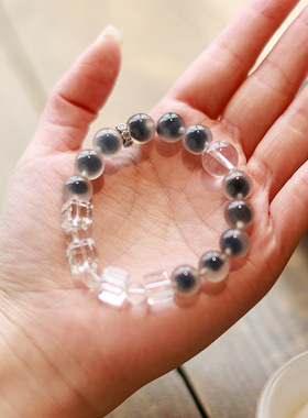 【方糖生巧】天然白水晶手串小众原创设计轻奢糖心玛瑙手链复古风