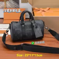Trendy Brand Men's Crossbody Bag, Cowhide Shoulder Bag, Handbag, Genuine Leather Messenger Bag, Black Floral Black Warrior Pillow Bag