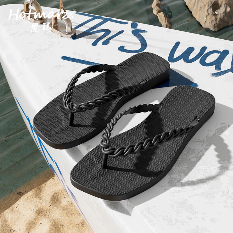 hotmarzz Heima women's new flip flops solid color slippers flip-flops beach shoes seaside non-slip slippers