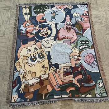 Spongebob cute cartoon blanket sofa cover blanket sofa dress cotton blanket wholesale blanket