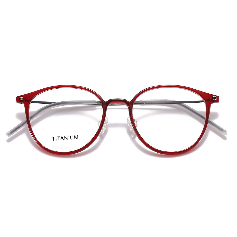 Foreign trade ultra-light thin Korean style Oval myopia plastic steel glasses frame female titanium feet ins artistic student glasses frame 8016