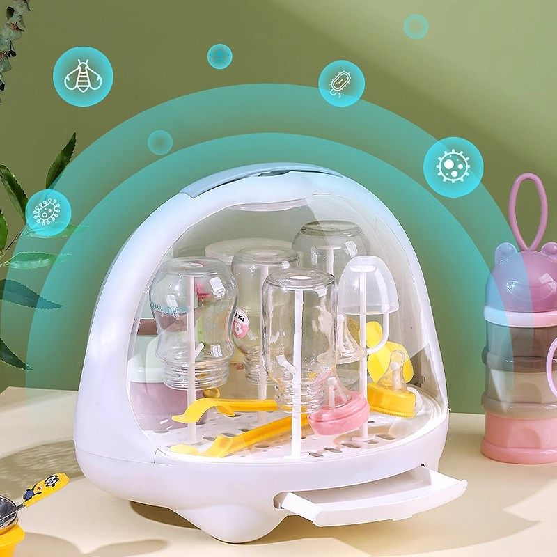 Breathable Storage Box for Baby Bottles, Dust-Proof with Lid, Baby Drain Rack, Baby Tableware, Toys, Newborn Food Supplement Storage Box