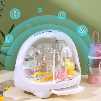 Baby Bottle Storage Box Baby Baby Tableware Food Supplement Tool Storage Box Dustproof Tableware Storage Rack Drain Rack Cup Holder