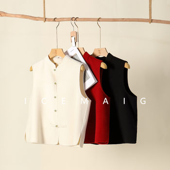 Niche Design National Style Buckle Vest Women's New Style Stylish Vest with Vertical Collar New Chinese Style Elegant Sleeveless Top