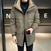 Hooded down Jacket Men's Winter 2024 New Mid-Length Jacket Men's Autumn and Winter Trendy Brand Korean Style Thickeneded Outwear
